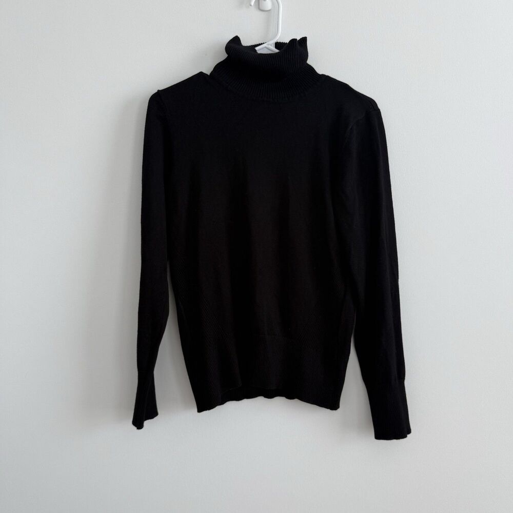 Cable & Gauge Black Turtleneck Sweater Sz Large Basic Minimalist Fall Preppy